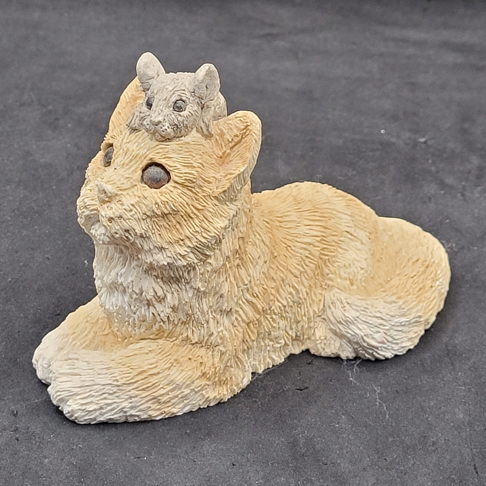 Vintage Sandicast Cat and Mouse Figurine SC-335 Canada Adorable Feline 4.5x3"